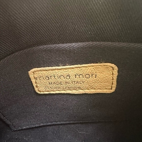 Martina Mori Tan Genuine Leather Floral Embellishment Wristlet Girly Feminine - Picture 5 of 5